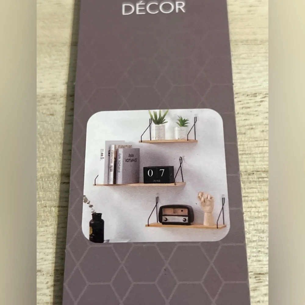 🪵 Set of 3 Floating Wall Shelves w/Metal Brackets 11.75”Wide Modern Home Décor
